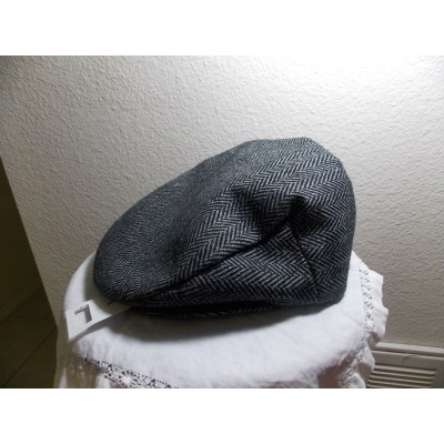 STETSON Black/ Gray Houndstooth WOOL blend driving Cap Hat LARGE w/Tags  eb-57993501